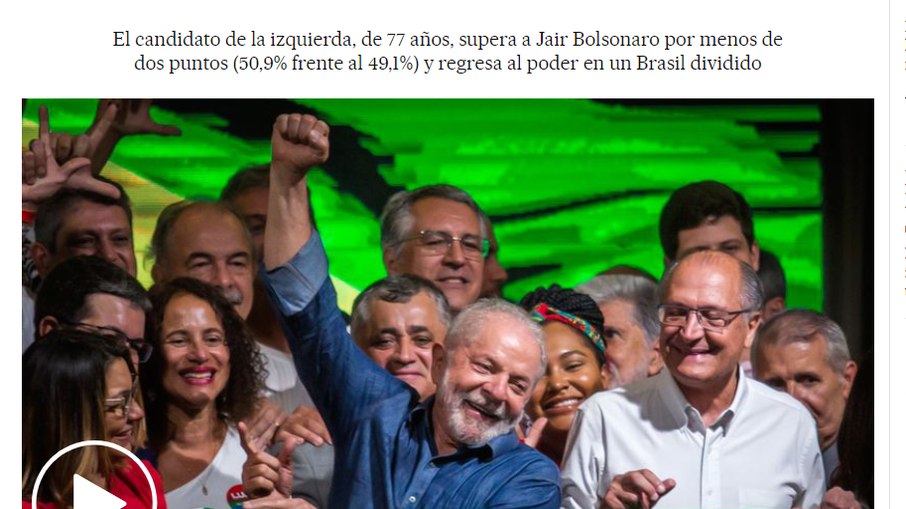 El País repercute vitória de Lula 