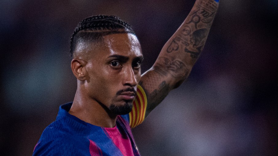Raphinha em partida do Barcelona