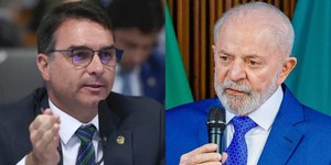 Flávio de um lado e Lula do outro: contra o tarifaço dos EUA