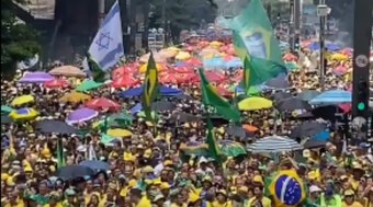 Bolsonaristas se reúnem na Paulista com bandeiras do Brasil e de Israel