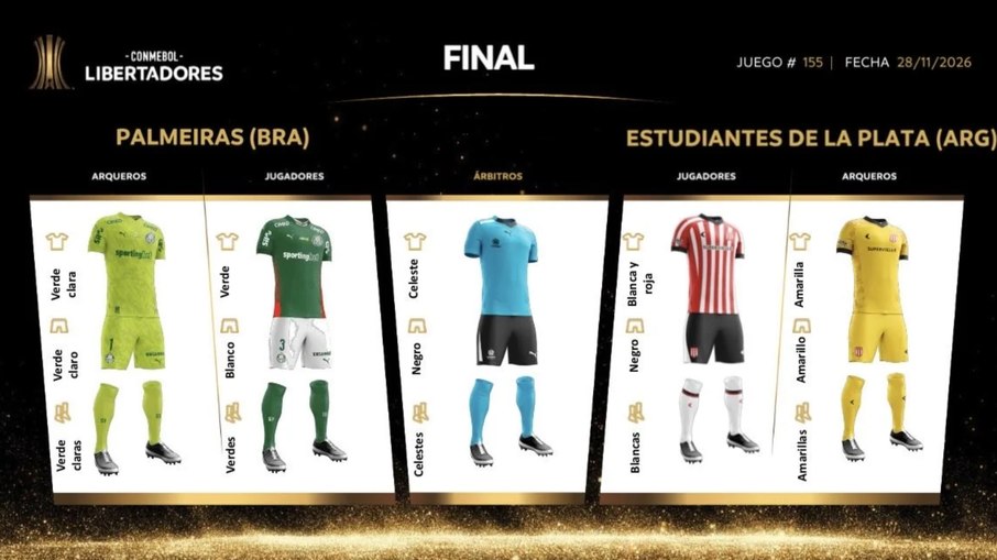 Uniformes de Palmeiras e Estudiantes para a final da Libertadores de 2026