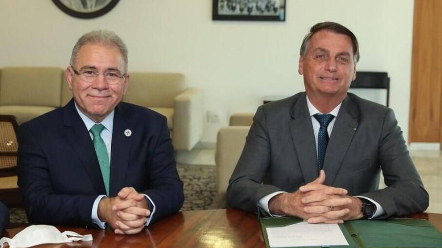 Ministro da Saúde, Marcelo Queiroga, e o presidente Jair Bolsonaro (sem partido)