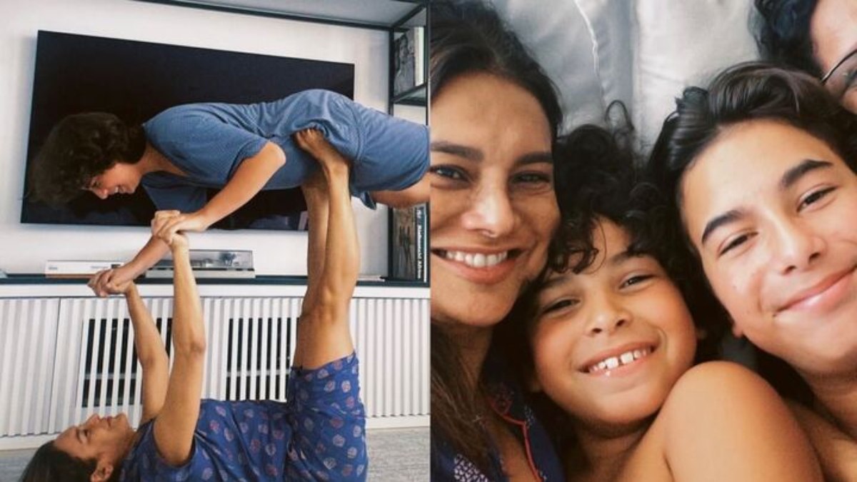 Atriz compartilhou cliques com os filhos e a mãe