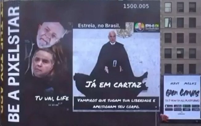 Vídeo com críticas a Lula, Moraes e Barroso é veiculado em telão da Times Square