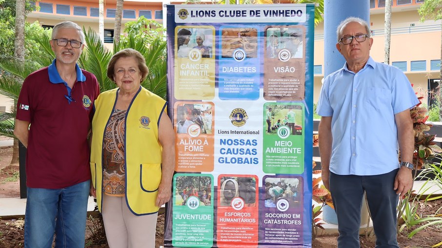 Edson, Maria Alice e Aldo, membros do Lions International de Vinhedo