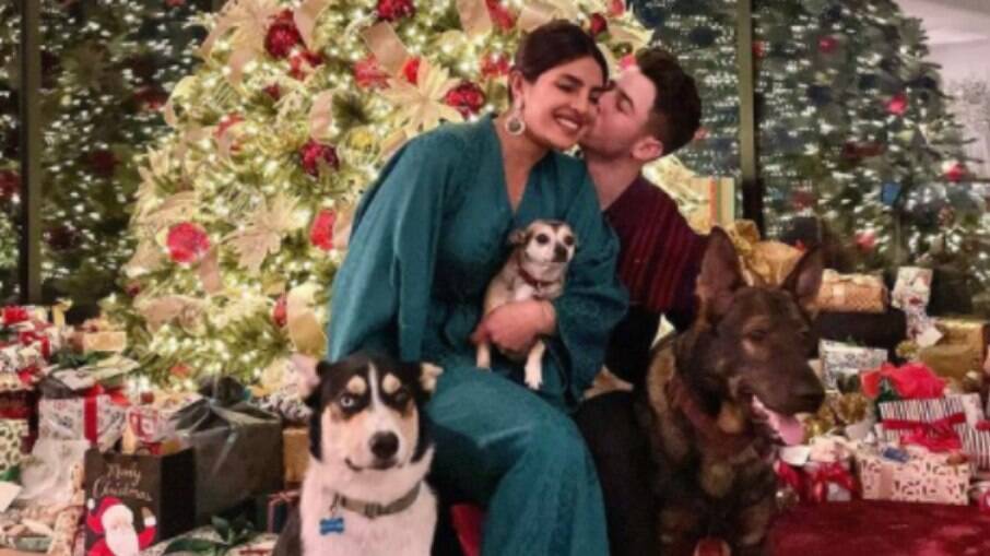 Priyanka e Nick celebrando o Natal