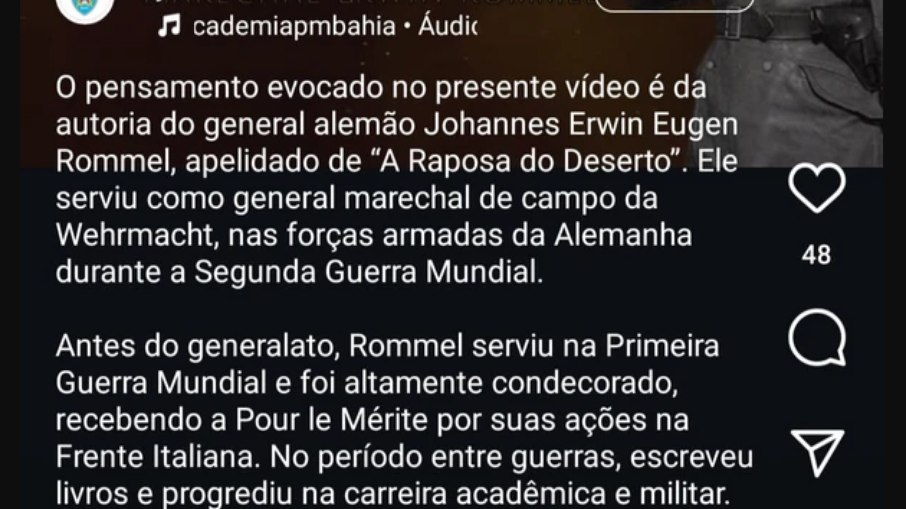 Polícia Militar da Bahia publica frase nazista em rede social Polícia Militar da Bahia publica frase nazista em rede social