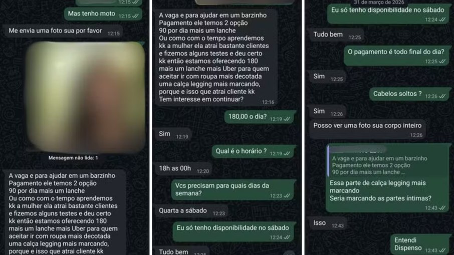 Troca de mensagens da candidata com o recrutador Troca de mensagens da candidata com o recrutador