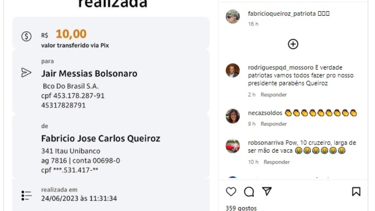 Fabrício Queiroz contribui para 'vaquinha' de Bolsonaro com R$ 10