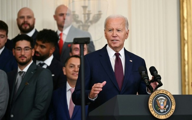 O presidente americano, Joe Biden, durante uma cerimônia na Casa Branca, em Washington, 8 de agosto de 2024