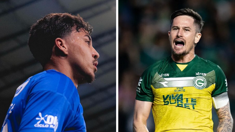 Kaio Jorge tem boa odd para marcar, enquanto Tadeu tenta pará-lo Kaio Jorge tem boa odd para marcar, enquanto Tadeu tenta pará-lo