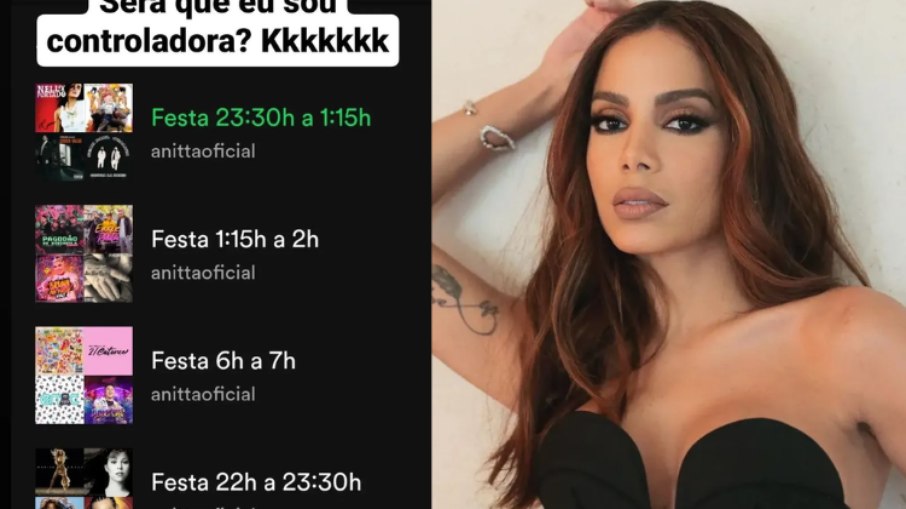 Anitta posta playlist de aniversário e brinca: 'Sou controladora?'