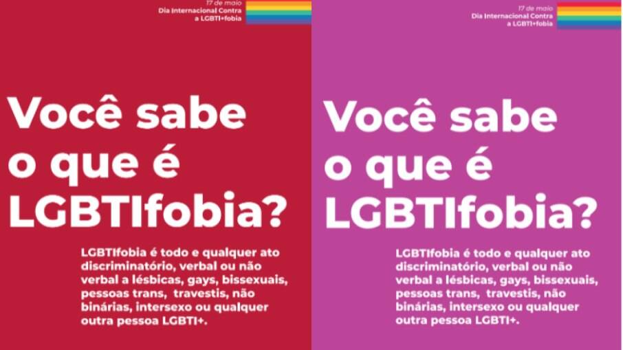 Cartazes da campanha LGBTI+ Inclusão que serão expostos nas estações de metrô de São Paulo