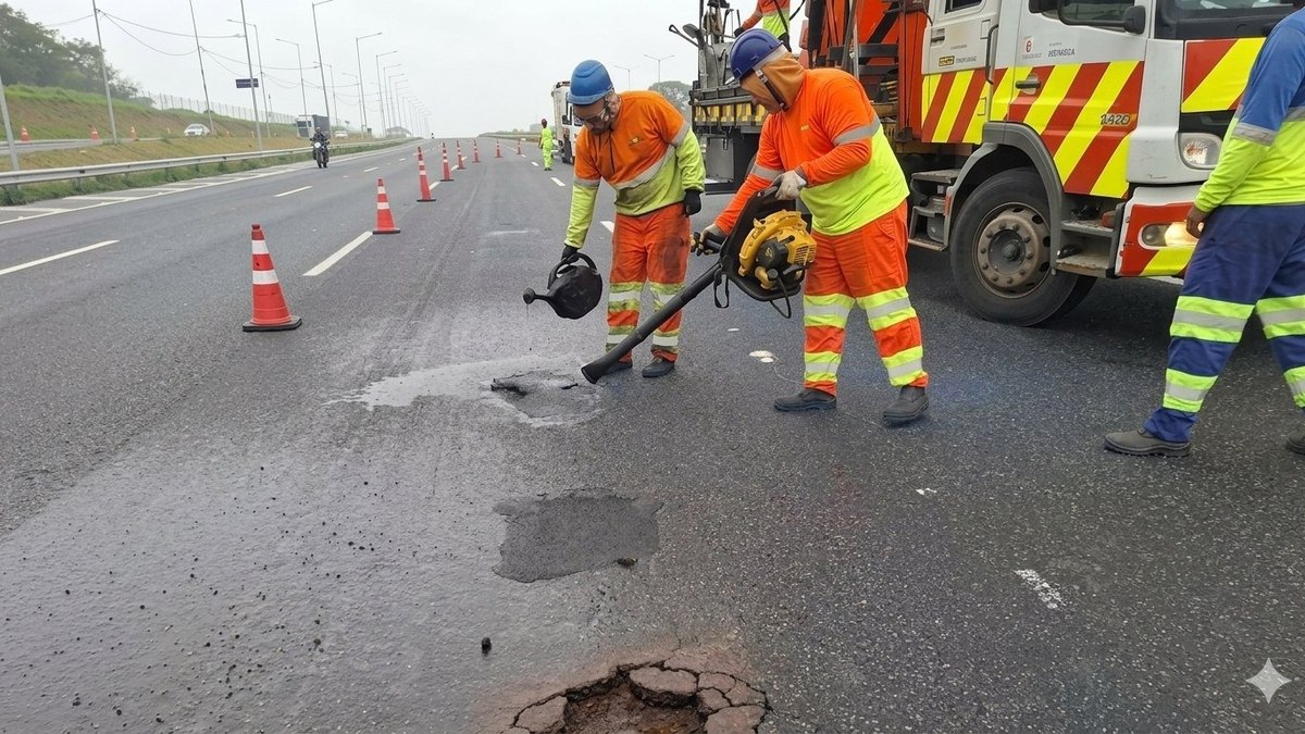 Após chuvas, Via Dutra recebe obras de recuperação da rodovia Após chuvas, Via Dutra recebe obras de recuperação da rodovia