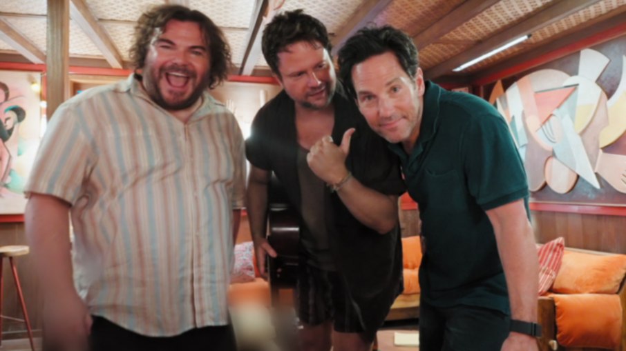 Jack Black, Selton Mello e Paul Rudd nas gravações de Anaconda (2025) Jack Black, Selton Mello e Paul Rudd nas gravações de Anaconda (2025)