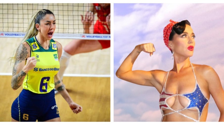 Thaisa Daher, bicampeã olímpica de vôlei, celebra o reconhecimento de Katy Perry