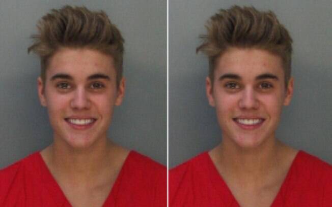 Justin Bieber, ao tirar foto para ser dado como preso, sorriu