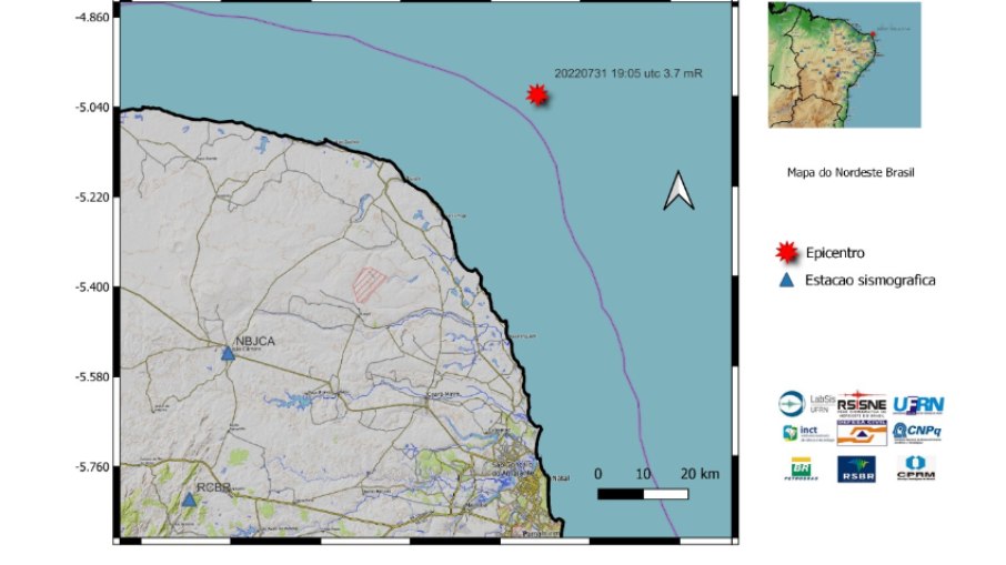 Pesquisadores apontam que epicentro do terremoto foi no Oceano Atlântico  