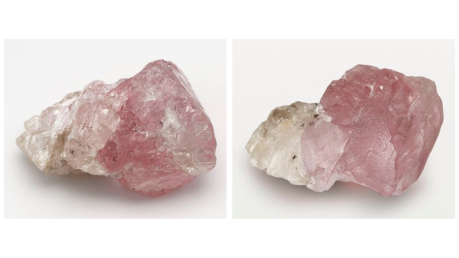 Diamante bruto de 37,4 quilates apresenta zonas distintas em rosa e incolor Diamante bruto de 37,4 quilates apresenta zonas distintas em rosa e incolor