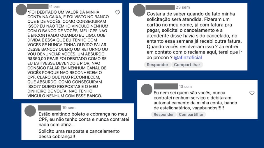 Reclamações dos usuários sobre o Banco Afinz