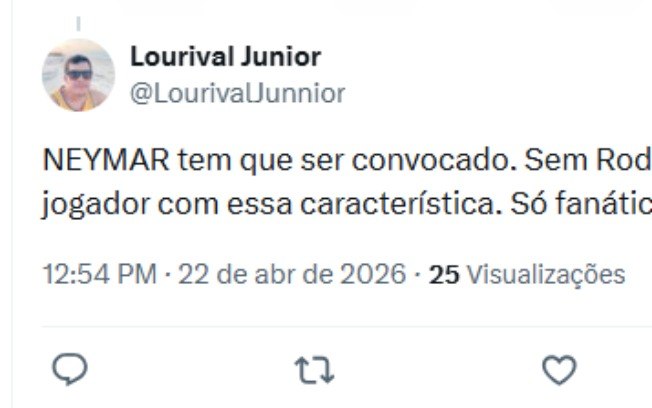 Torcedor pede Neymar no lugar de Estêvão na Copa