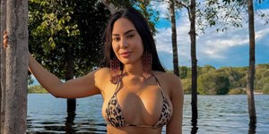 Isabelle Nogueira posa em cenário paradisíaco no Amazonas