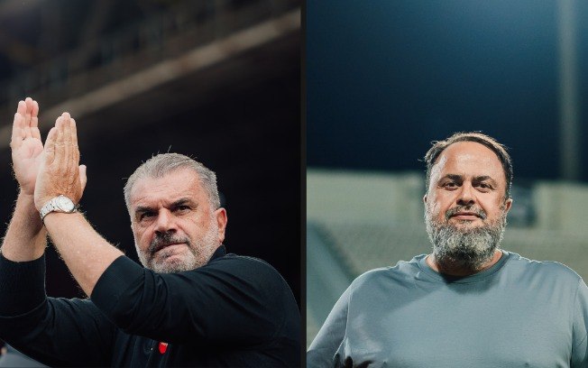 Ange Postecoglou (à esquerda) foi demitido por Marinakis Ange Postecoglou (à esquerda) foi demitido por Marinakis