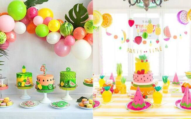 Decoração de fruta em festa infantil é uma boa oportunidade de trabalhar com diferentes cores, além de ser divertido
