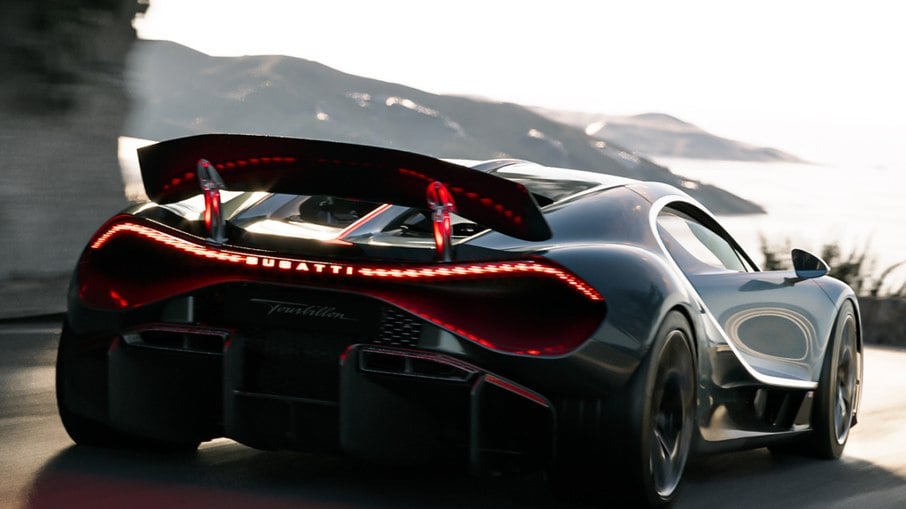 Bugatti Tourbillon conta com asa traseira móvel que ajuda a frear o veículo em altas velocidades