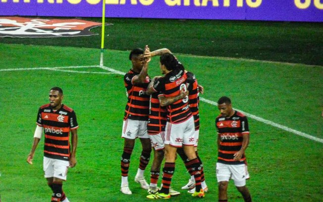 Flamengo celebra seu gol no magro 1 a 0 sobre o Amazonas