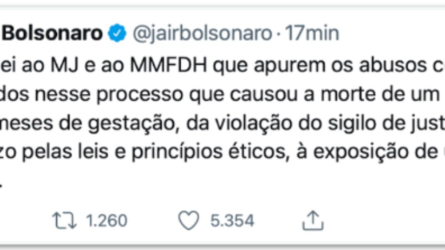 Bolsonaro faz post contra aborto legal de menina de 11 anos realizado após meses de intervenção da justiça de Santa Catarina