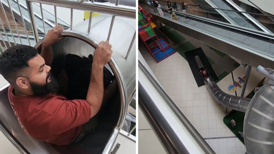 Shopping em Praga instala escorregador gratuito e vira atração turística Shopping em Praga instala escorregador gratuito e vira atração turística