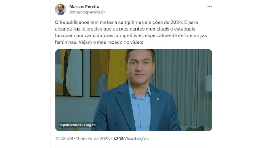 Marcos Pereira ao lado de Petersen buscam construir o grupo político lider de MG até 2026