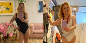 Vera Fischer posa de maiô e 'pede biscoito' para os fãs