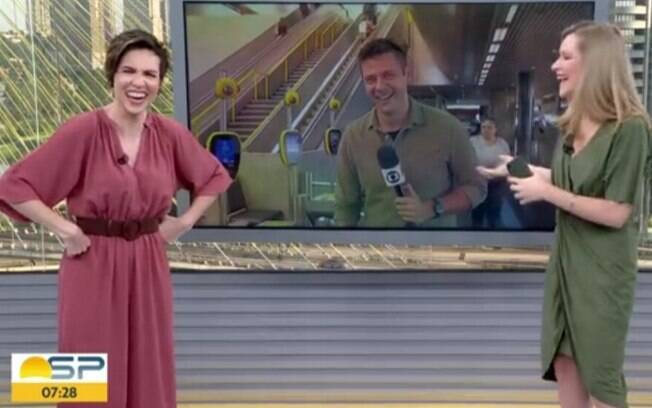 Gloria Vanique%2C Natália Ariede e Bernardo Bortolotto caem na risada com gafe gloria vanique cai na risada com gafes ao vivo