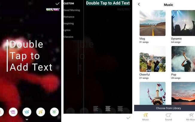 O Texto Hype adiciona textos animados a fotos e vídeos. 