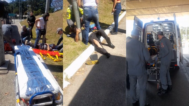 Vídeo: homem atropelado enquanto empurra carro na Marginal Tietê