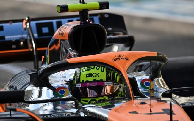 O carro da McLaren de Lando Norris durante a classificação para o Grande Prêmio dos Estados Unidos em 19 de outubro de 2024