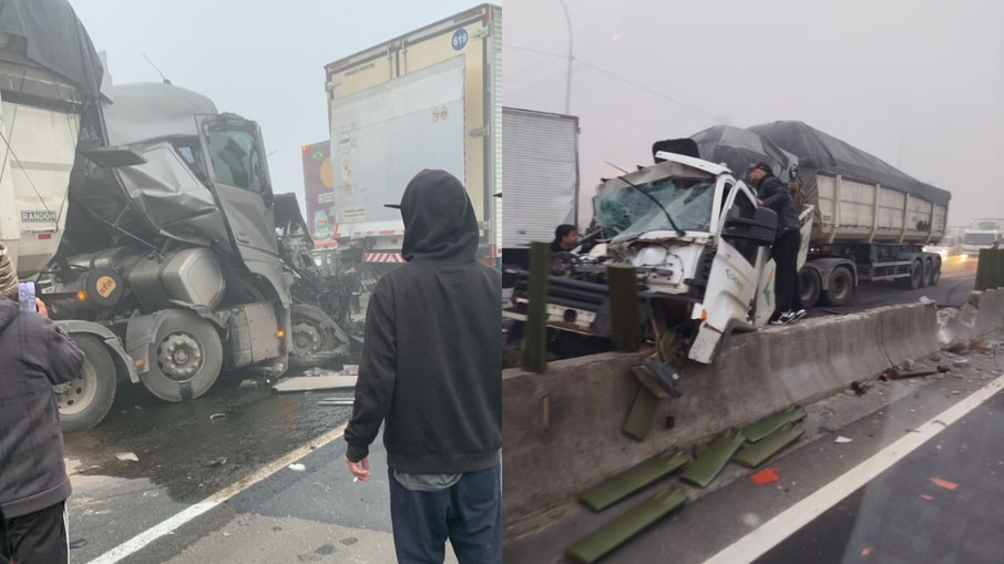 Acidente envolveu 13 veículos na BR-101, em Santa Catarina Acidente envolveu 13 veículos na BR-101, em Santa Catarina