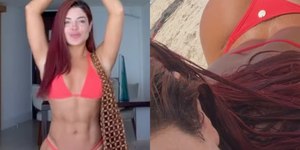Gkay renova bronzeado e exibe bumbum em praia no Rio