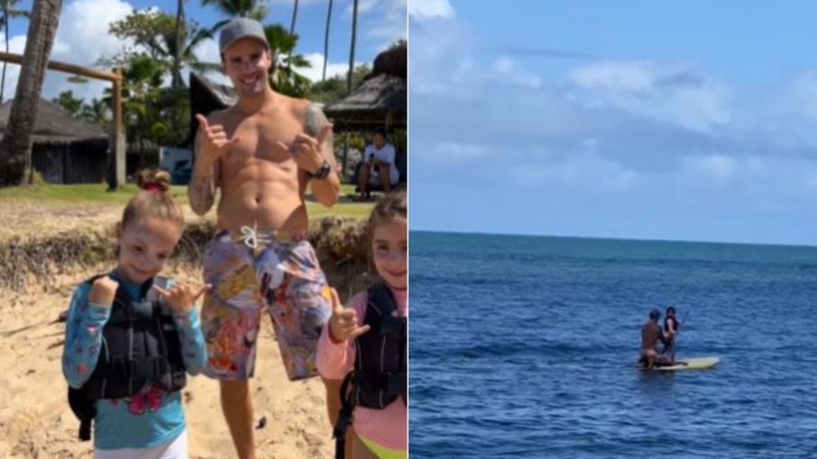 Filhas de Ivete Sangalo roubam a cena em dia de praia com o pai