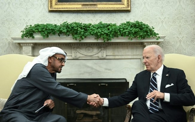 O presidente dos EUA, Joe Biden, recebe o contraparte dos Emirados Árabes Unidos, Mohamed ben Zayed al Nahyan, na Casa Branca, 23 de setembro de 2024