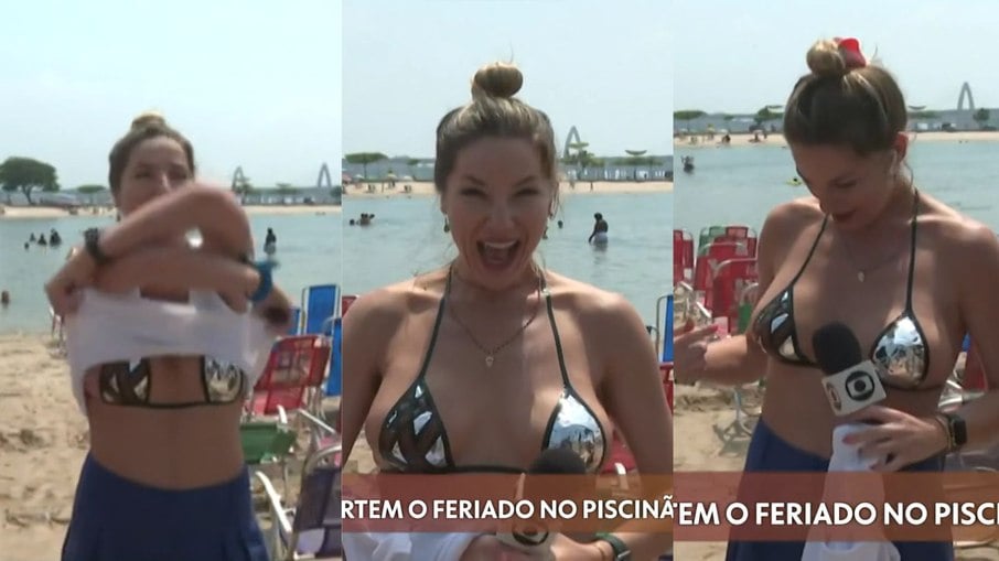 Luiza Zveiter tirou roupa na Globo para mostrar biquíni de fita 