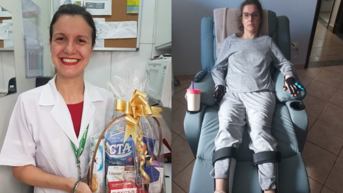 Fernanda Cristina Meiken Monteiro, 44, trabalhava como farmacêutica bioquimica quando recebeu o diagnóstico, em 2015 Fernanda Cristina Meiken Monteiro, 44, trabalhava como farmacêutica bioquimica quando recebeu o diagnóstico, em 2015