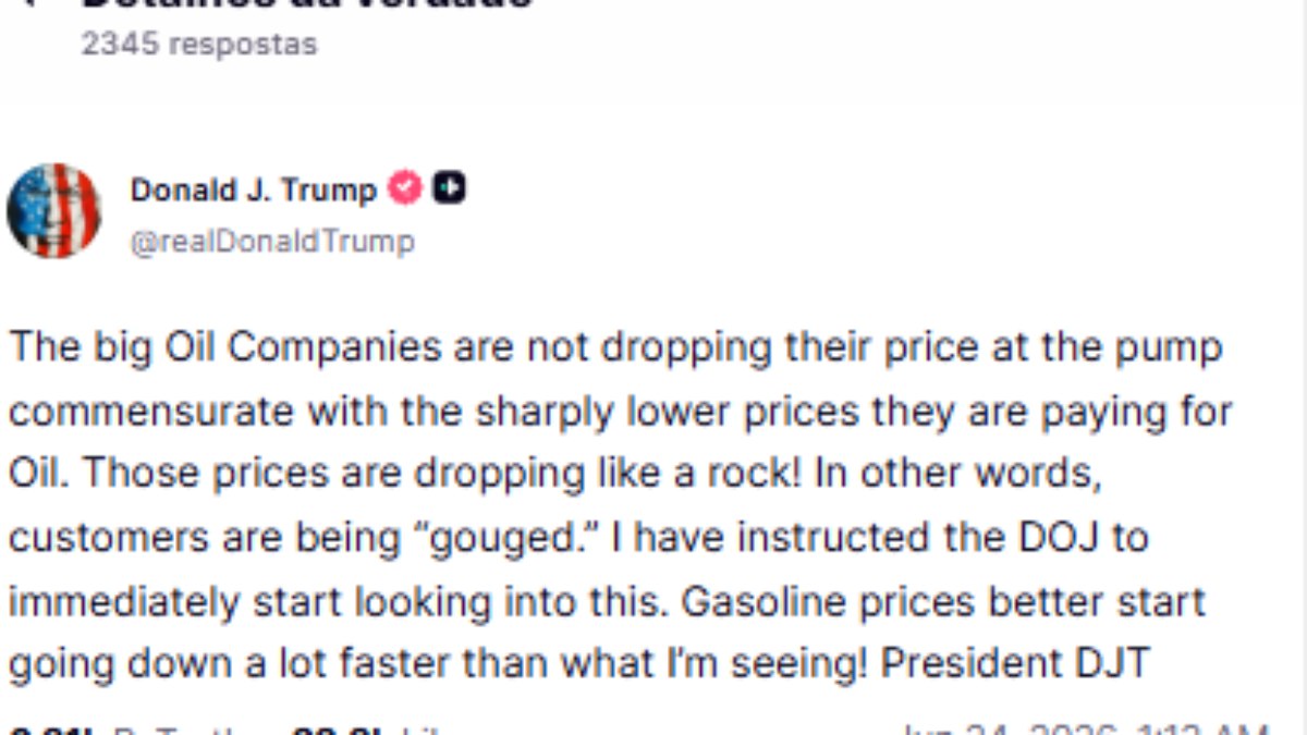 Gasolina sobe nos EUA após guerra com o Irã; Trump manda investigar Gasolina sobe nos EUA após guerra com o Irã; Trump manda investigar
