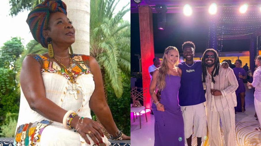 Rita Marley, à esquerda. Virginia, Vini Jr. e filho de Bob Marley. Rita Marley, à esquerda. Virginia, Vini Jr. e filho de Bob Marley.