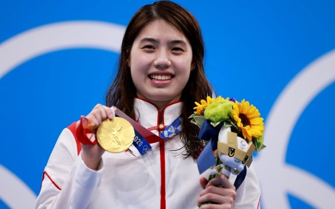 A chinesa Zhang Yufei conquistou a medalha de ouro nos 200m borboleta nas Olimpíadas de Tóquio, em 29 de julho de 2021