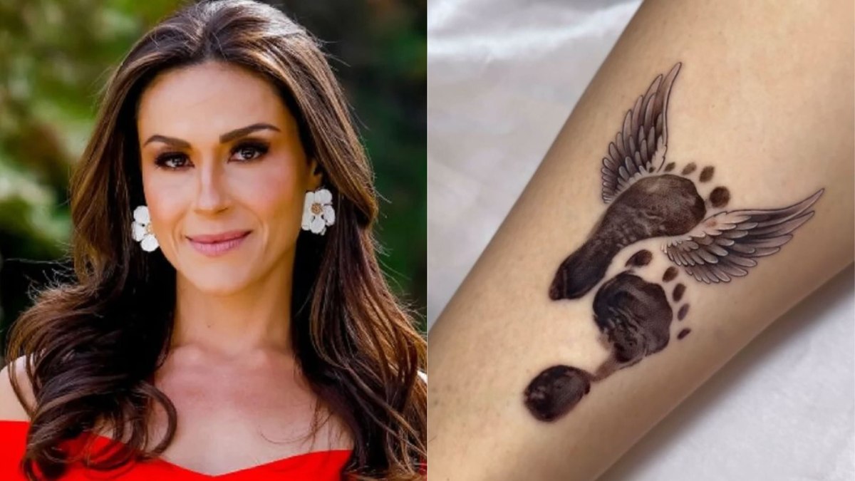 Nadja Haddad tatua pés dos filhos gêmeos