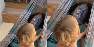 "Avótar": criança pinta de azul rosto da avó durante sono