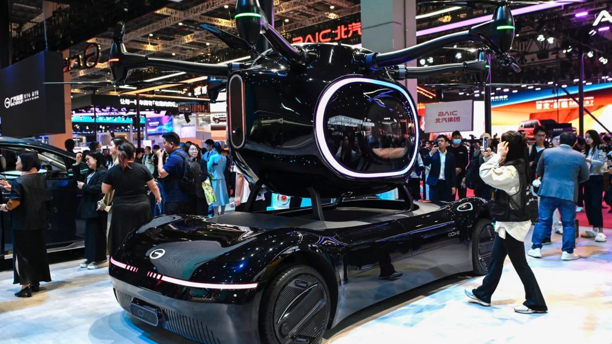 Veículo eVTOL apresentado pela GAC no Salão de Xangai